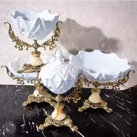 ظروف طرح جدید پایه سنگی برنزی   در دورنگ سفید و پلاتینه