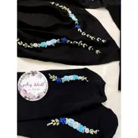 ست روسری و ساق و جوراب گلدوزی طرح بهاره آبی