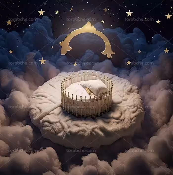 بک دراپ عکاسی نوزاد با ستاره و ابر | گرافیک با طعم تربچه