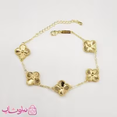 دستبند زنانه ونکلیف فول طلایی رنگ آبکاری طلا کیفیت مستر کد 370