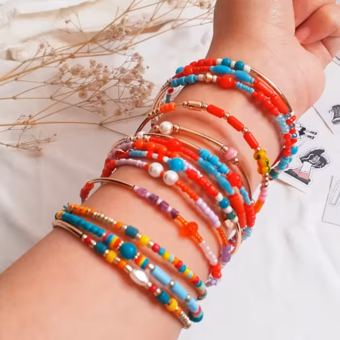 قبل خرید بگید کدوم رنگشو میخاین دستبند زنانه النگو زنانه دستبند وارداتی دستبند مهره ای النگو پیچی دستبند مهره ای 