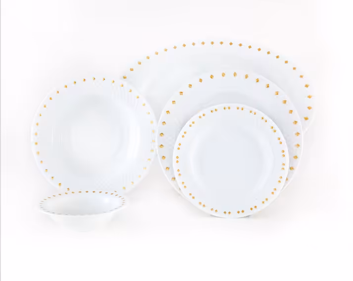 سرویس غذاخوری28 پارچه چینی زرین ایران سری شهرزاد مدل گلدن دایموند درجه عالی Zarin golden dimond 28 Pcs