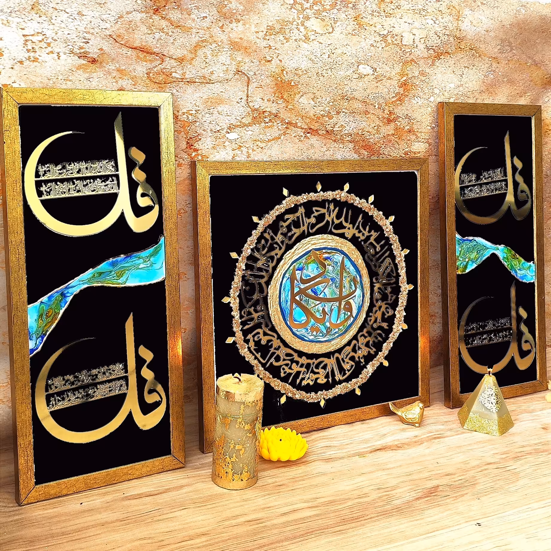 تابلو سه تکه  مولتی استایل و رزین قاب شده