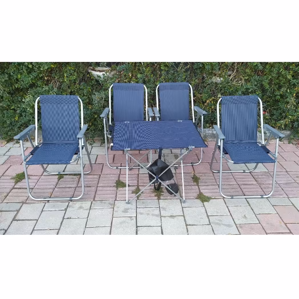 صندلی مسافرتی رنگ سورمه ای (ست 4 نفره)