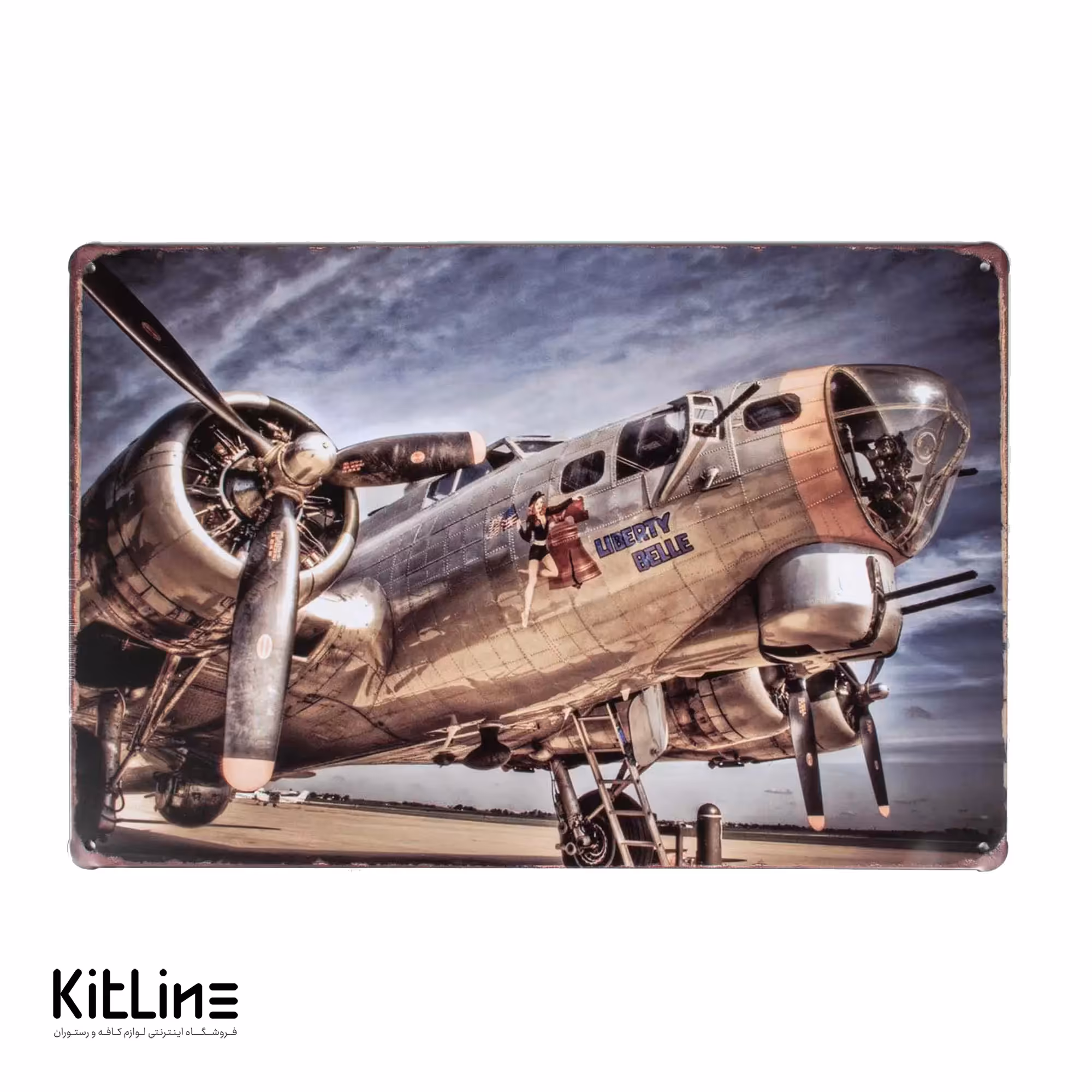 تابلو دیواری 20×30 سانتیمتری فلزی طرح هواپیما (LIBERTY BELLE)