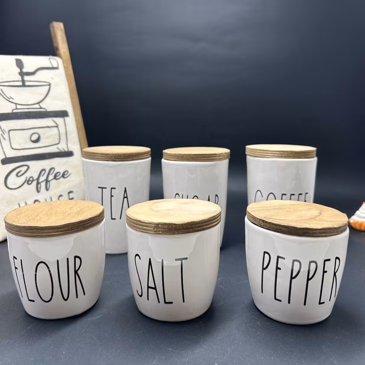 جا ادویه سرامیکی درب چوبی