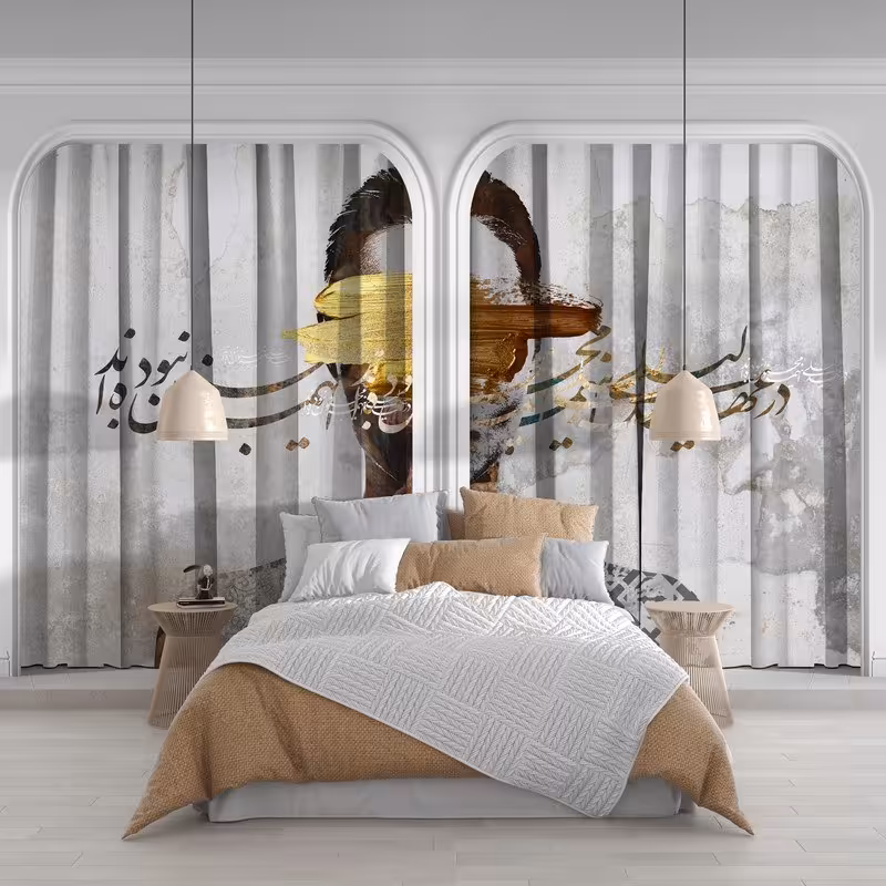 پرده پانچی هازان کلاسیک سایز 140 در 280 کد 1061