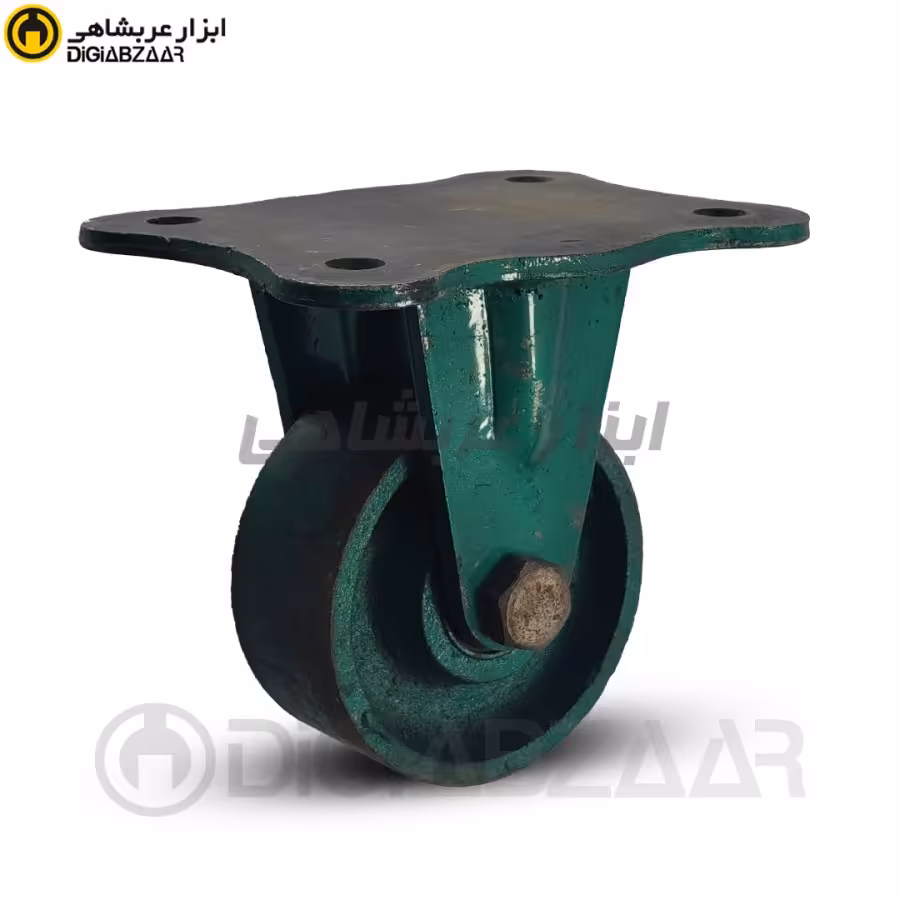 چرخ 10 سانتیمتری ثابت فولادی روتراشی سبز