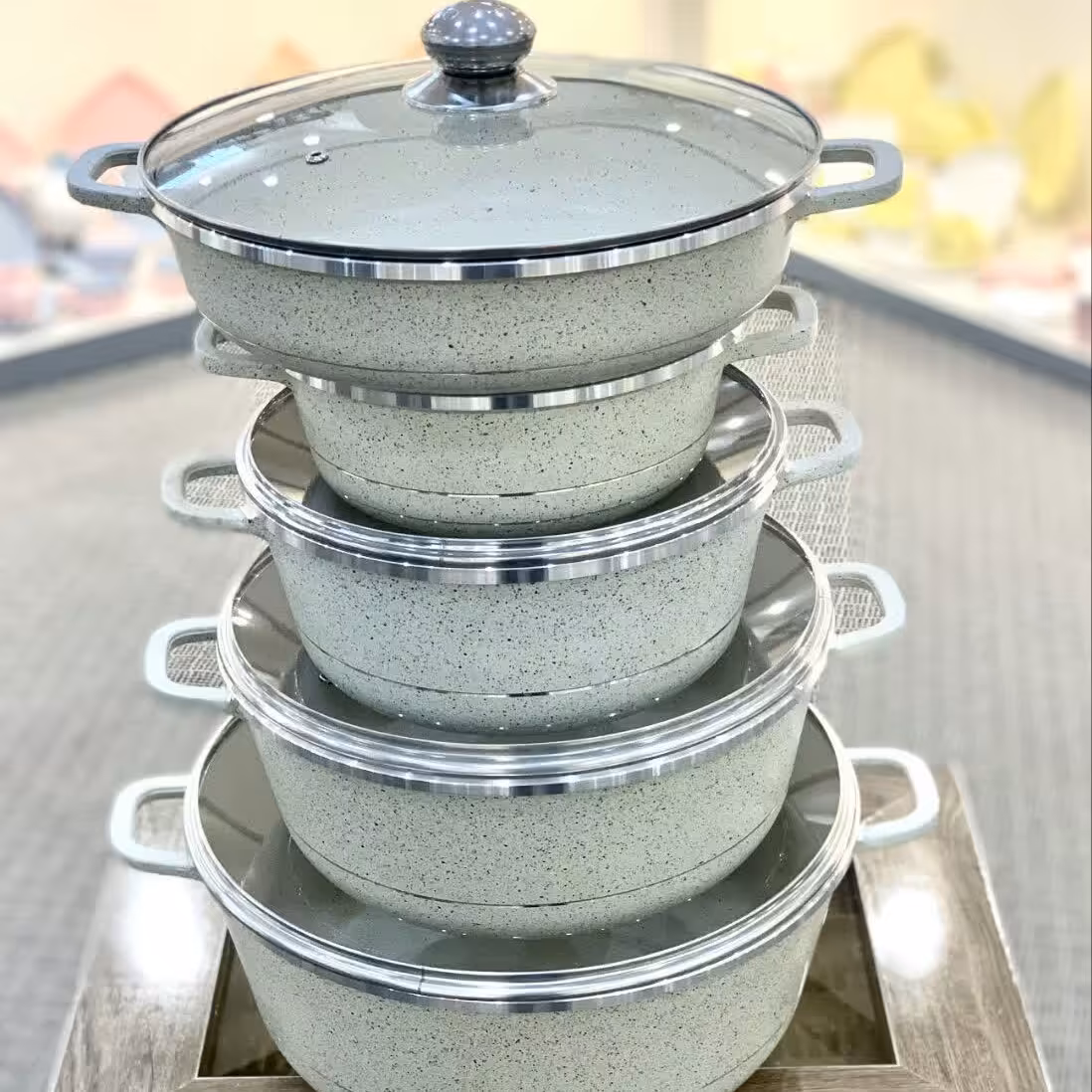 سرویس پخت وپز 10 پارچه چدن دو رو گرانیت 