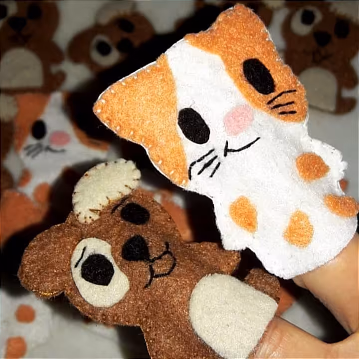 عروسک انگشتی گربه و سگ