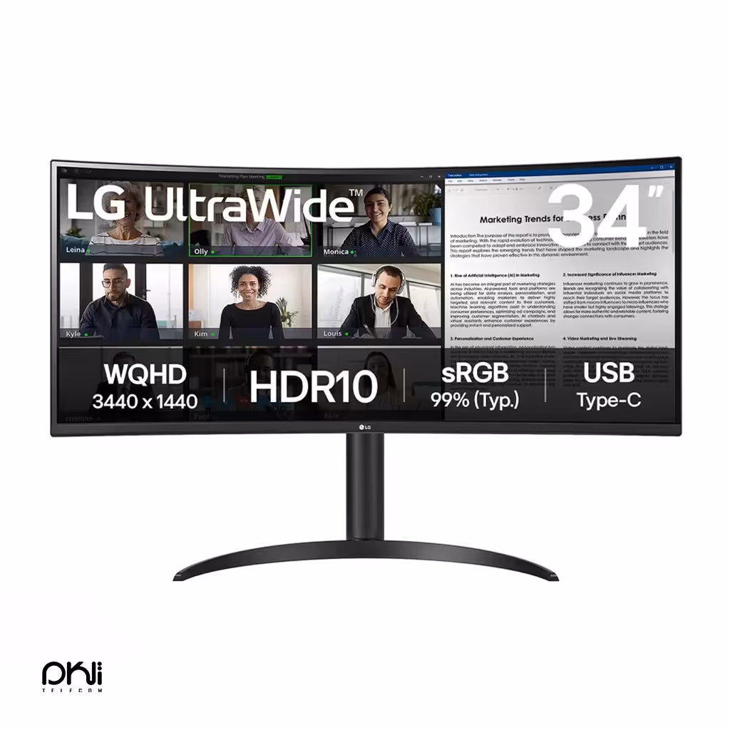 مانیتور خمیده ال جی مدل 34WR55QK-B سایز 34 اینچ - تلکام
