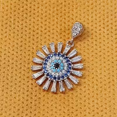 گردنبند نقره مدل چشم زخم خورشیدی شیک و جواهری کد 667902