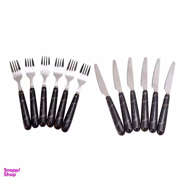 ست کارد و چنگال میوه خوری 12 پارچه طرح سنگ