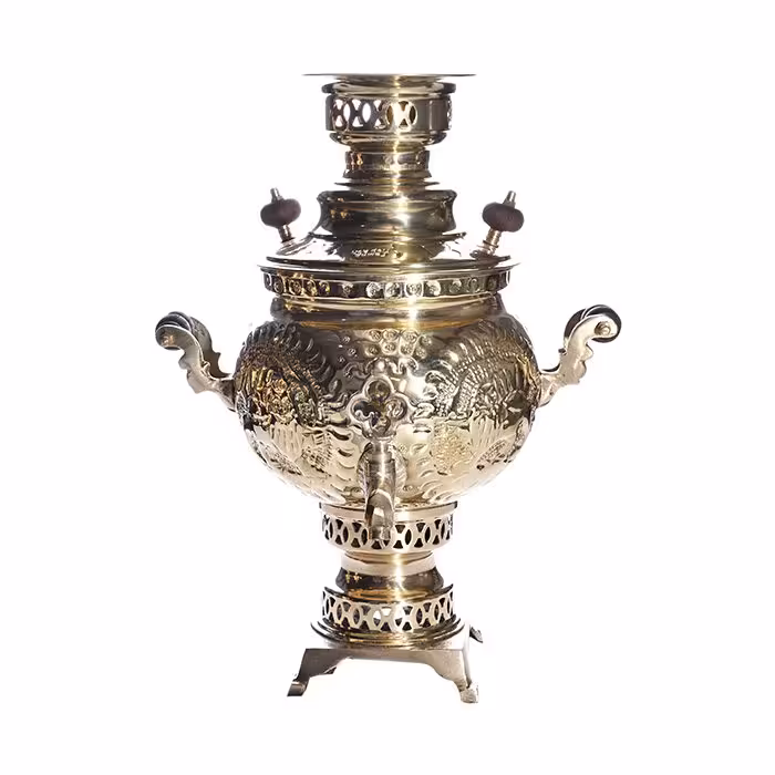 سماور برنجی 3 لیتری مدل قلم کاری