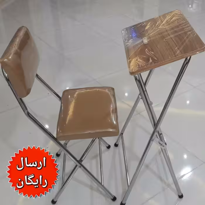 میز و صندلی نماز تاشو گردویی کد 5 (پایه استیل)