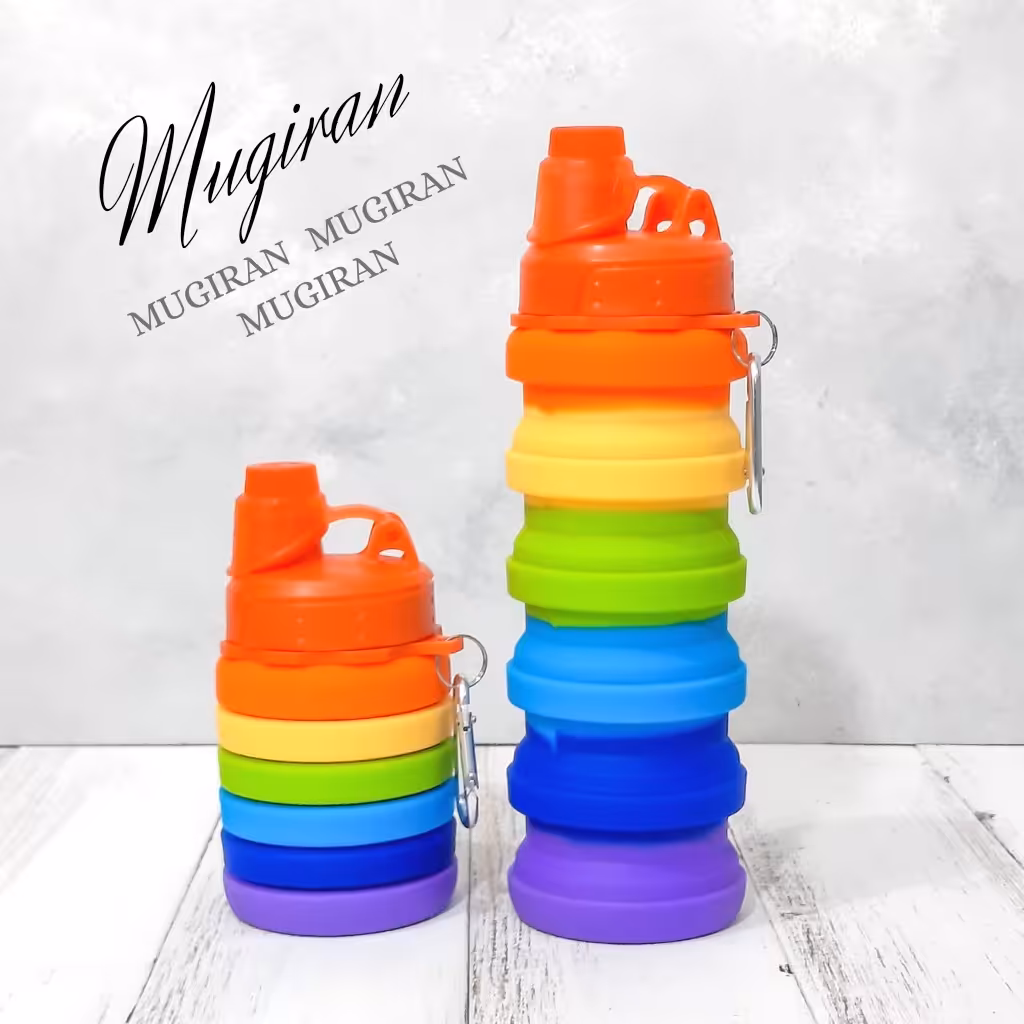 قمقمه سیلیکونی تاشو طرح رنگین کمان - 500 میلی لیتر