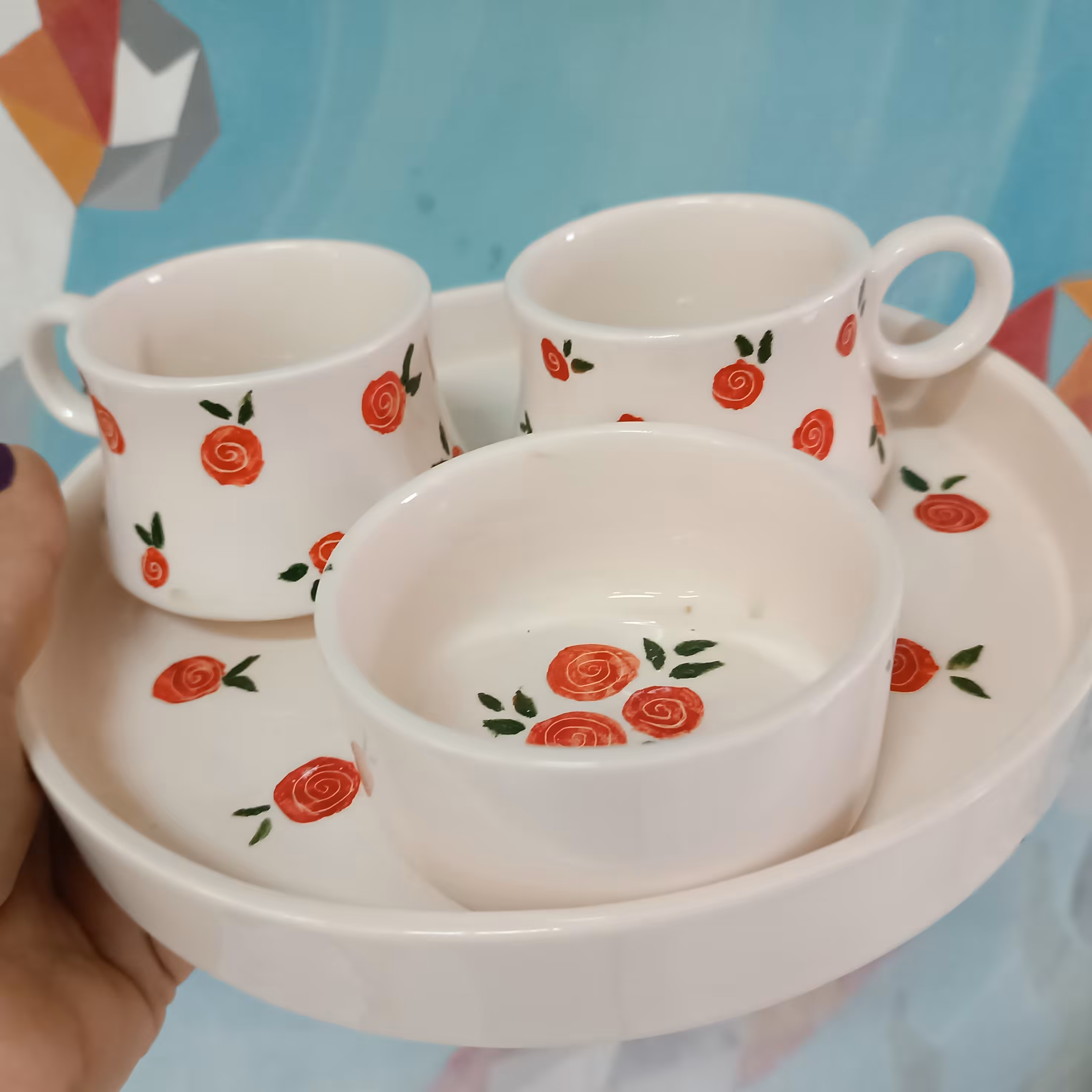 ست چای خوری سرامیک نقاشی زیر لعاف