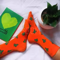 جوراب ساقدار کاکتوسی زمینه نارنجی اسپرت فری سایز