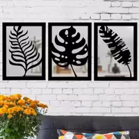 تابلو آینه الف طرح برگ کد S-123 مجموعه 3 عددی