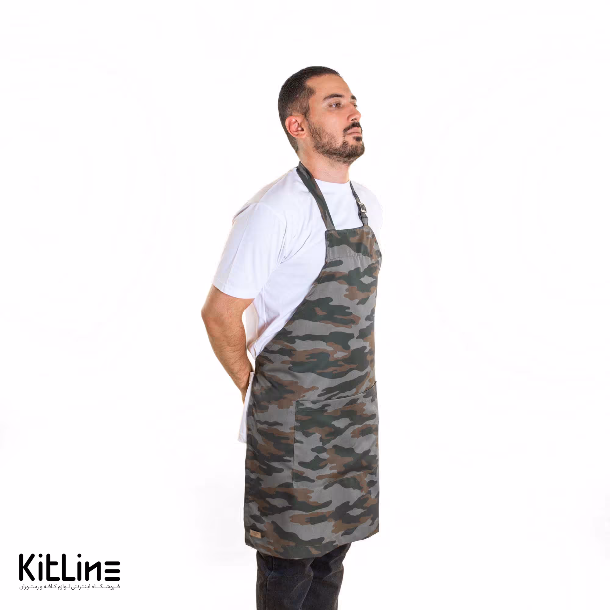 پیشبند ترگال کجراه طرحدار سبز سارا فرم