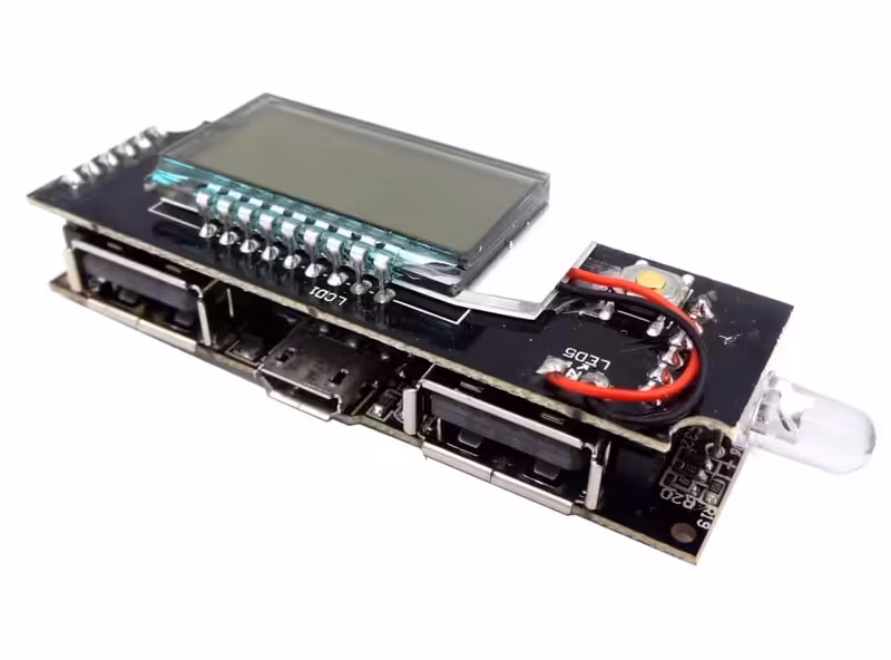 ماژول ساخت پاوربانک Fast Charge دارای نمایشگر و دو خروجی 5V 1A , 2.1A USB | amazonchi