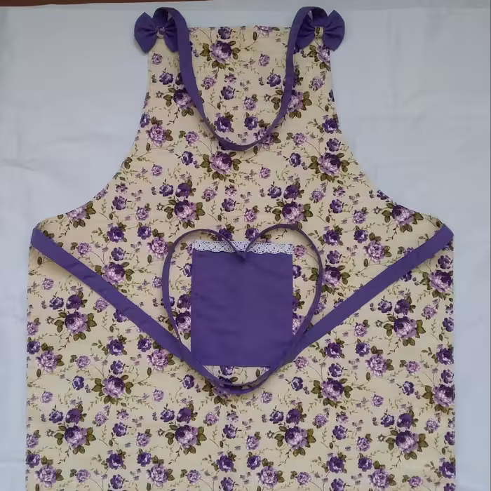 پیشبند سه لایه جیب دار ساده ی آشپزخانه