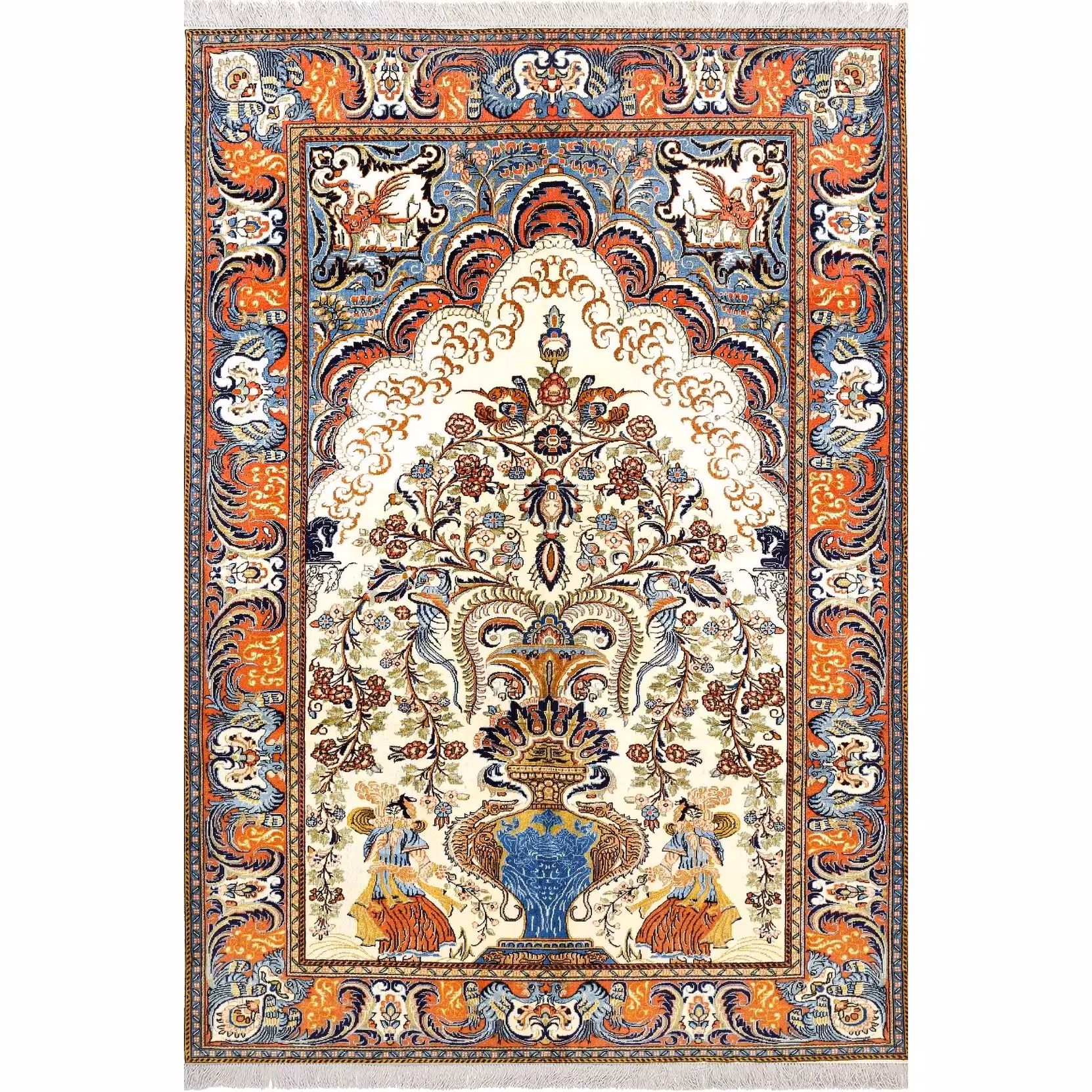 فرش ماشینی زانیس ارسال رایگان کد542 سنتی طرح ساروق کرم دو رو سایز 42x30 سانت