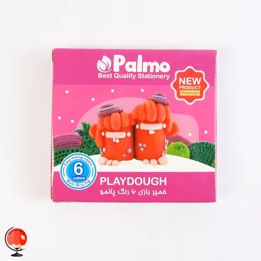 خمیر بازی 6 رنگ پالمو جعبه مقوا صورتی