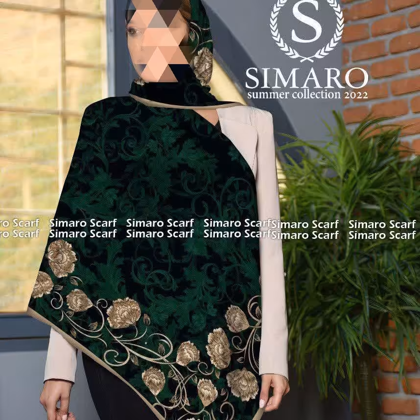 روسری حریر کرپ دست دوز کد 503