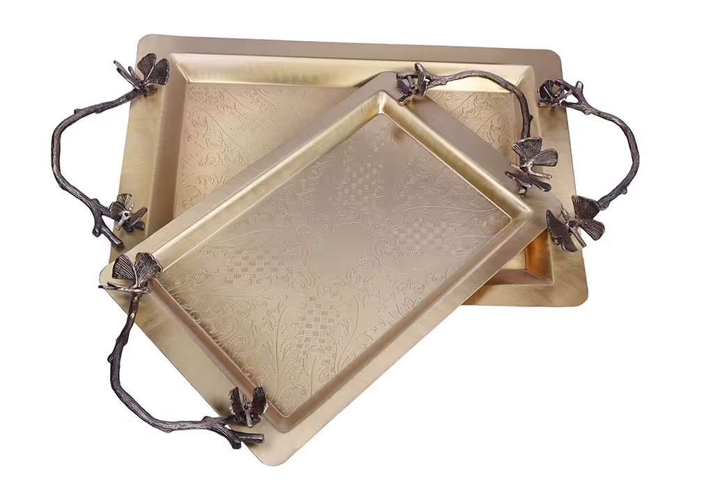 سینی برنجی سالی نوطرح پروانه