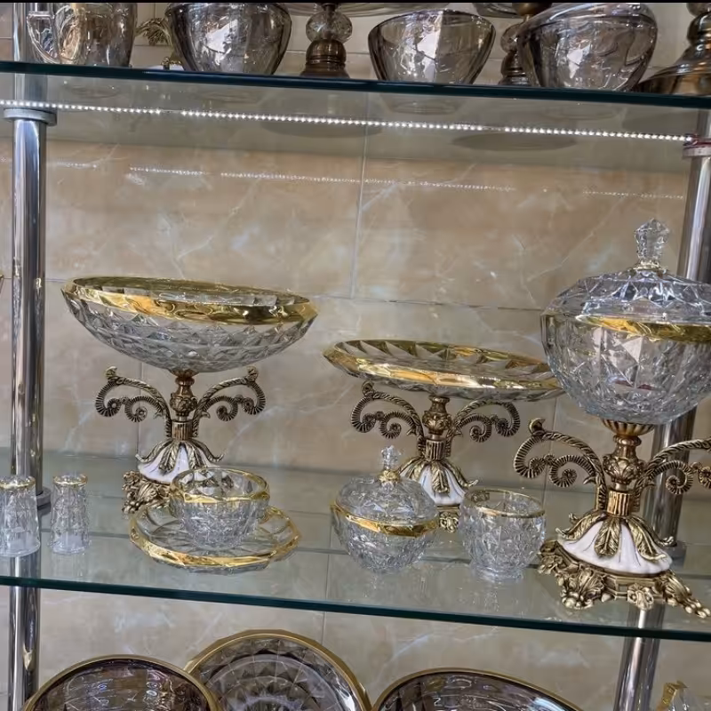 فنجان قندان و شکلات خوری آکوامارین لب طلا پایه سرامیک ضمانت رنگ ارسال پسکرایه تهران و کرج اسنپ شهرستان باربری