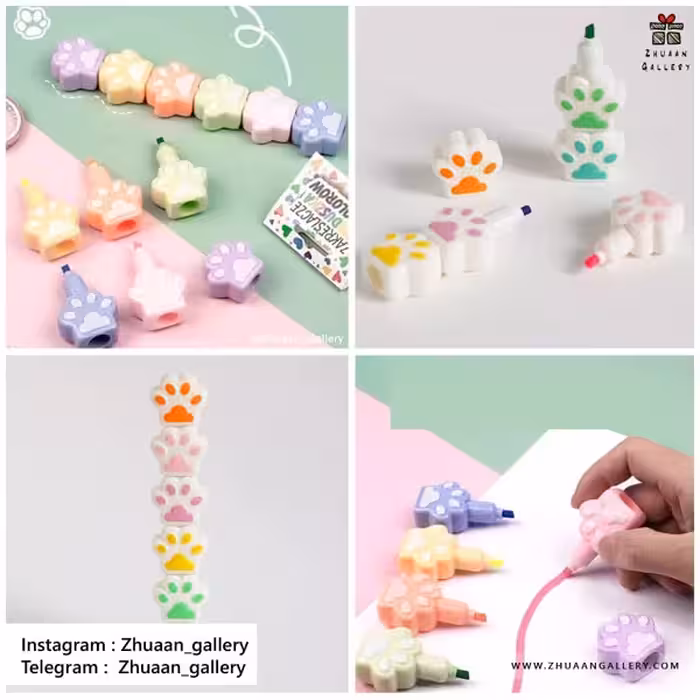 ست 5 رنگ ماژیک هایلایتر پنجه گربه