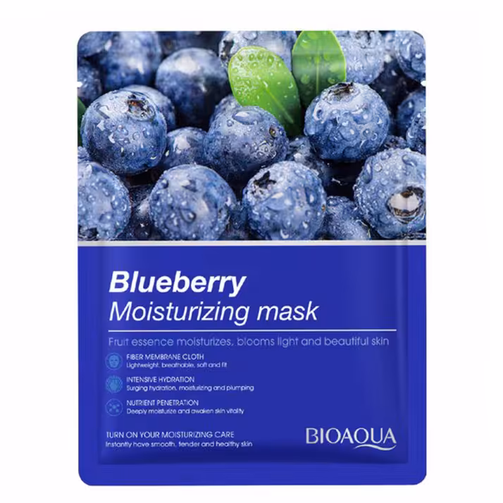 ماسک ورقه ای بلوبری بیوآکوا آنتی اکسیدان قوی پوست 25 گرم - انقضا 2025

