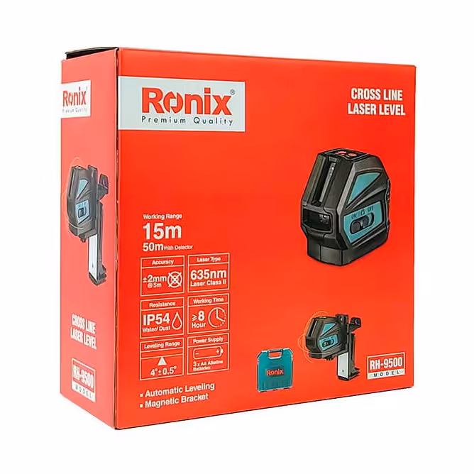 تراز لیزری رونیکس RH-9500   دوخط 120 درجه نور قرمز