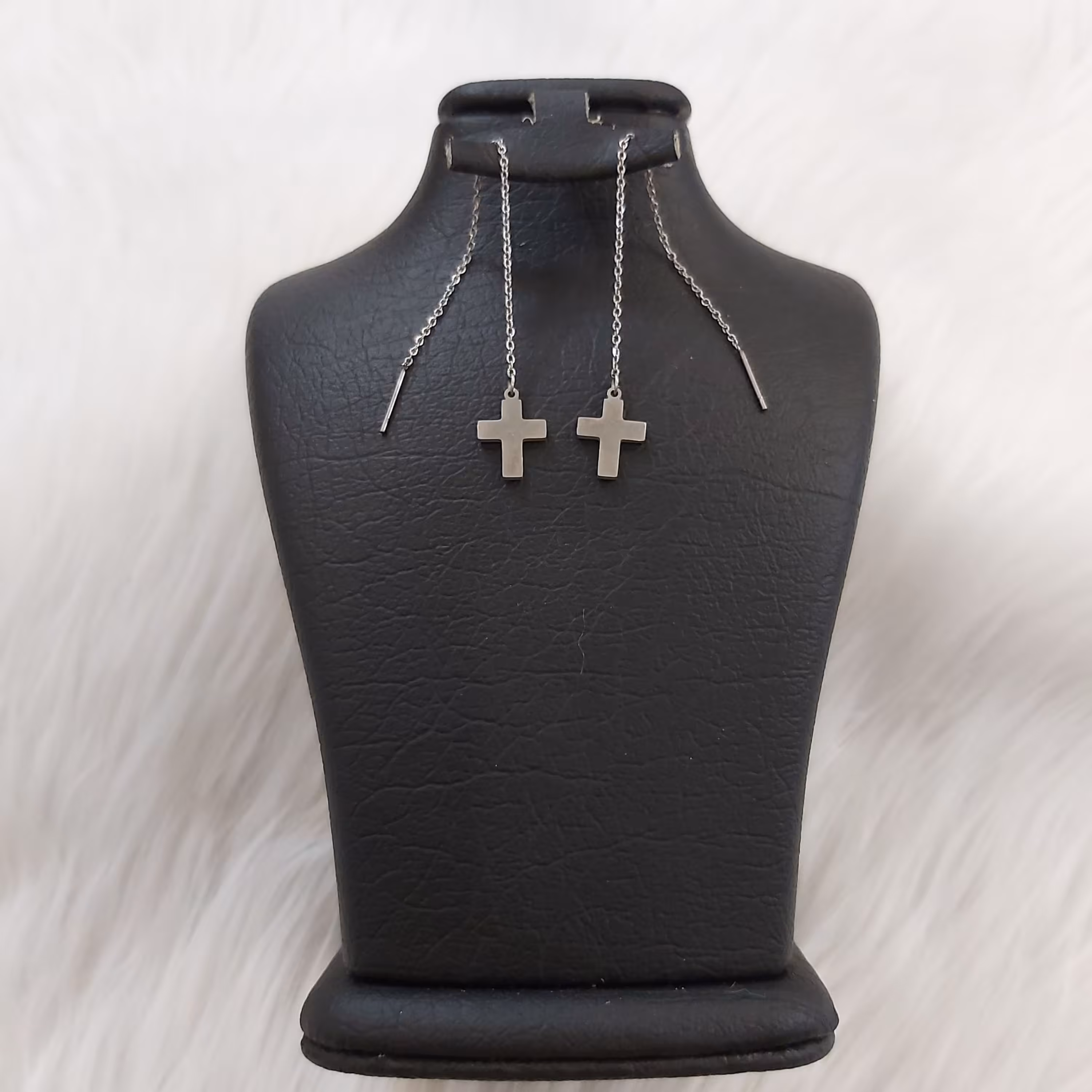گوشواره استیل مدل بخیه طرح صلیب کد cross111