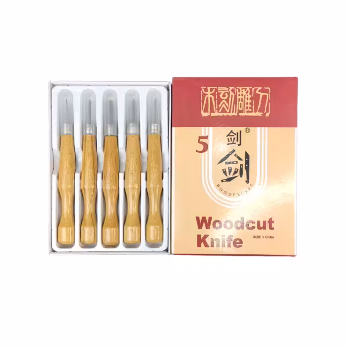 مغار دسته چوبی ست 5 عددی Wood cut knife