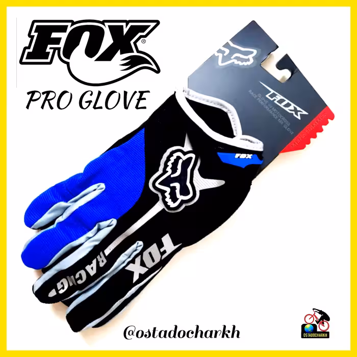 دستکش حرفه ای دوچرخه سواری فوکس بارکد دار رنگ آبی