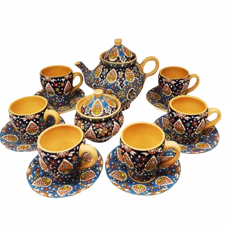 سرویس چای خوری میناکاری مدل 14 پارچه کد 2