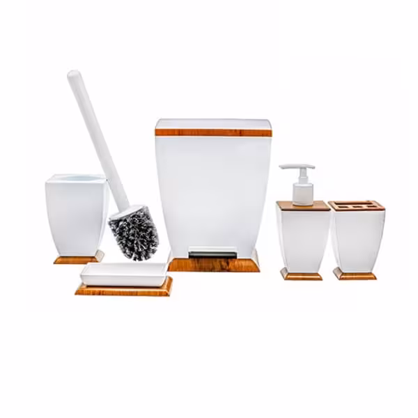 ست بهداشتی 5 پارچه آوا سفید-چوب هارمونی