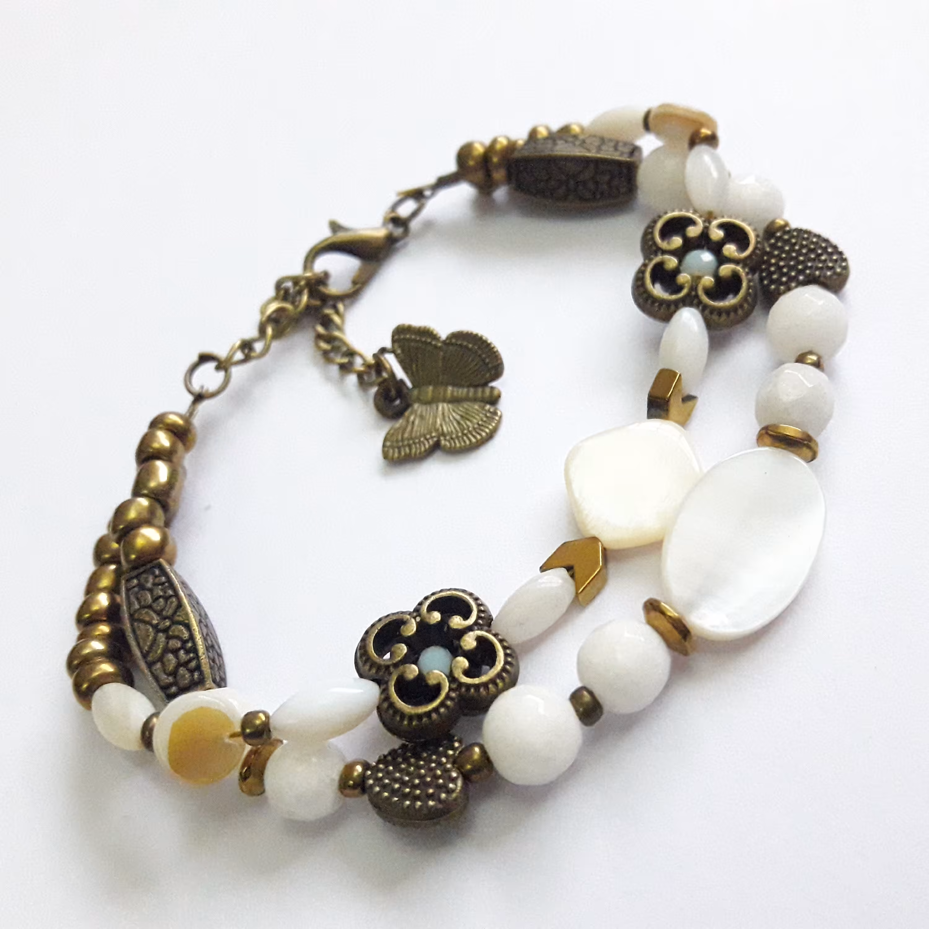 دستبند دو ردیفه صدفی