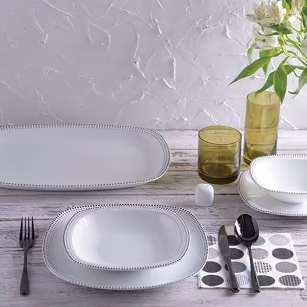 سرویس چینی زرین 6 نفره طرح مون بلان مشکی قالب کواترو 27 پارچه