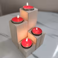 جا شمعی ست چهارتایی چوب روس ارتفاع 14 سانت