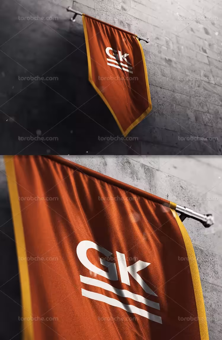 موکاپ پرچم برافراشته سه گوش | گرافیک با طعم تربچه