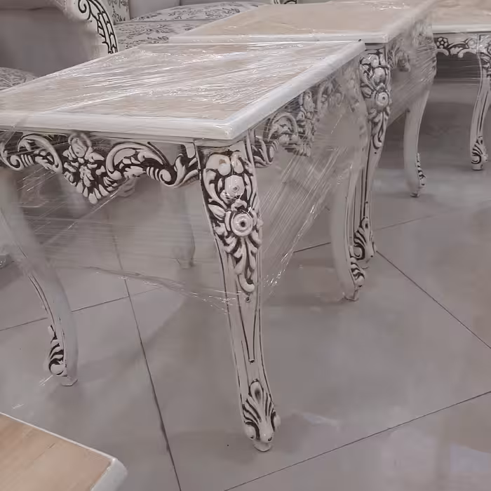 میز عسلی سلطنتی سفید استخوانی یک دست ارسال کشوری پس کرایه