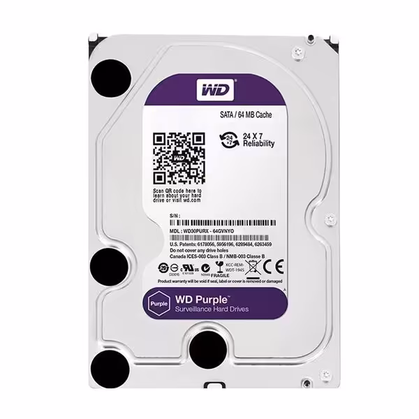 هارددیسک اینترنال وسترن دیجیتال سری بنفش 64 مگابایت کش ظرفیت 3 ترابایت