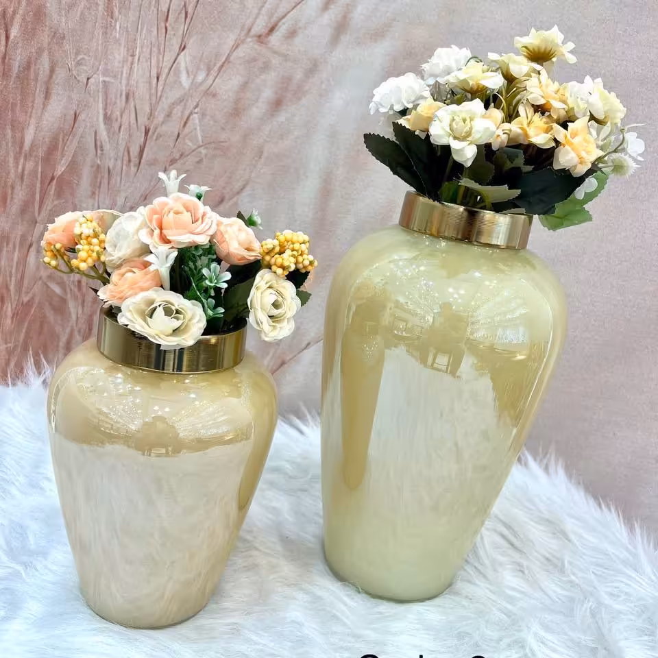 گلدان طوق برنجی گلدان طوق طلایی سنگی بزرگ کد2 