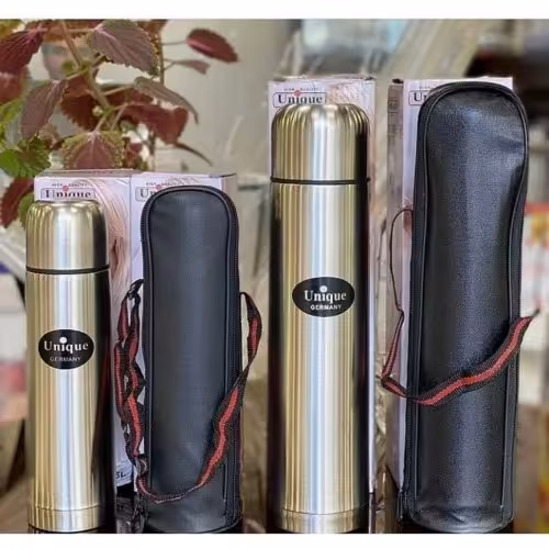 فلاسک قلمی یونیک یک لیتری دارای کاور چرمی