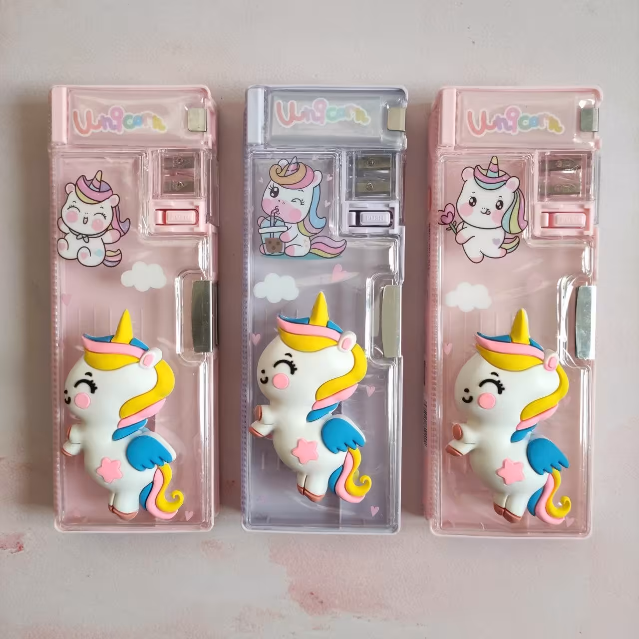 جامدادی مگنتی اسکوییشی دار درب شفاف یونیکورن