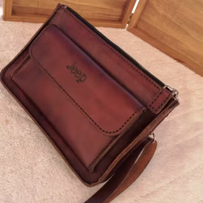 کیف مدارک چرم طبیعی   دست دوز 