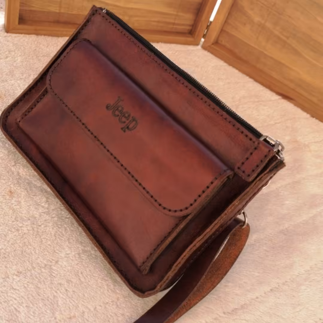 کیف مدارک چرم طبیعی   دست دوز 
